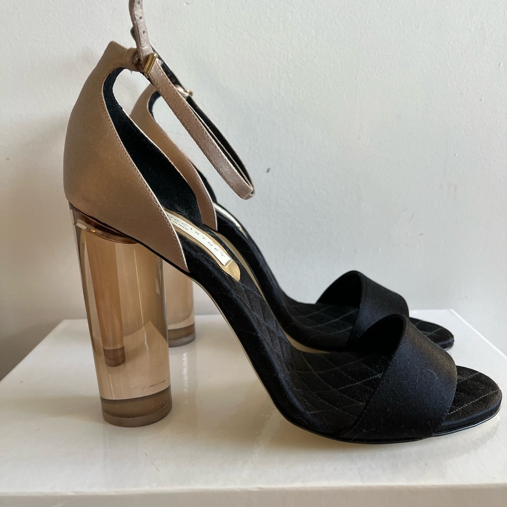 Stella McCartney Silk Open Toe Lucite Heel